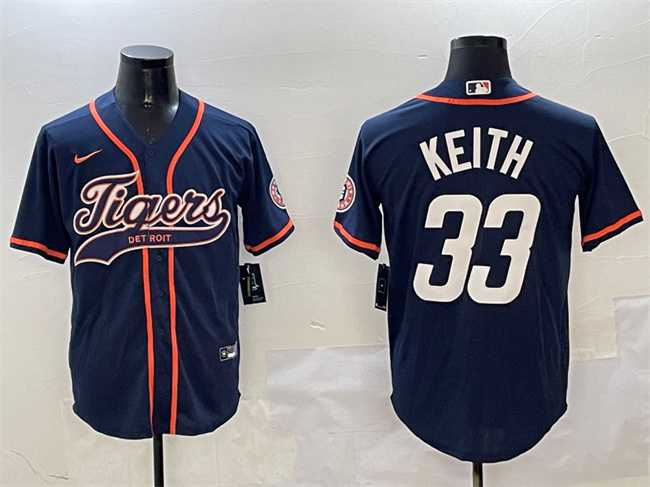 Mens Detroit Tigers #33 Colt Keith Navy With Patch Cool Base Stitched Jersey